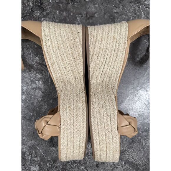 Calvin Klein Womens Thea Platform Wedge Heel Espadrille Sandal Ankle Strap Beige - Picture 8 of 14
